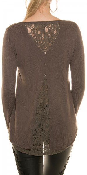 Koucla Sexy Koucla Pullover mit Spitze und Knöpfen Blitzangebot