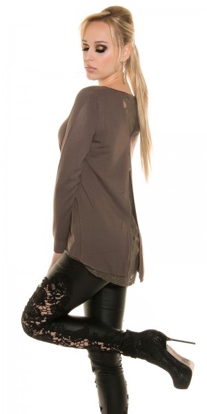 Koucla Sexy Koucla Pullover mit Spitze und Knöpfen Blitzangebot