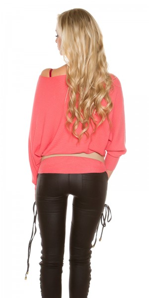 Koucla Trendy Koucla Fledermausärmelpullover mit Spitze Neuheiten