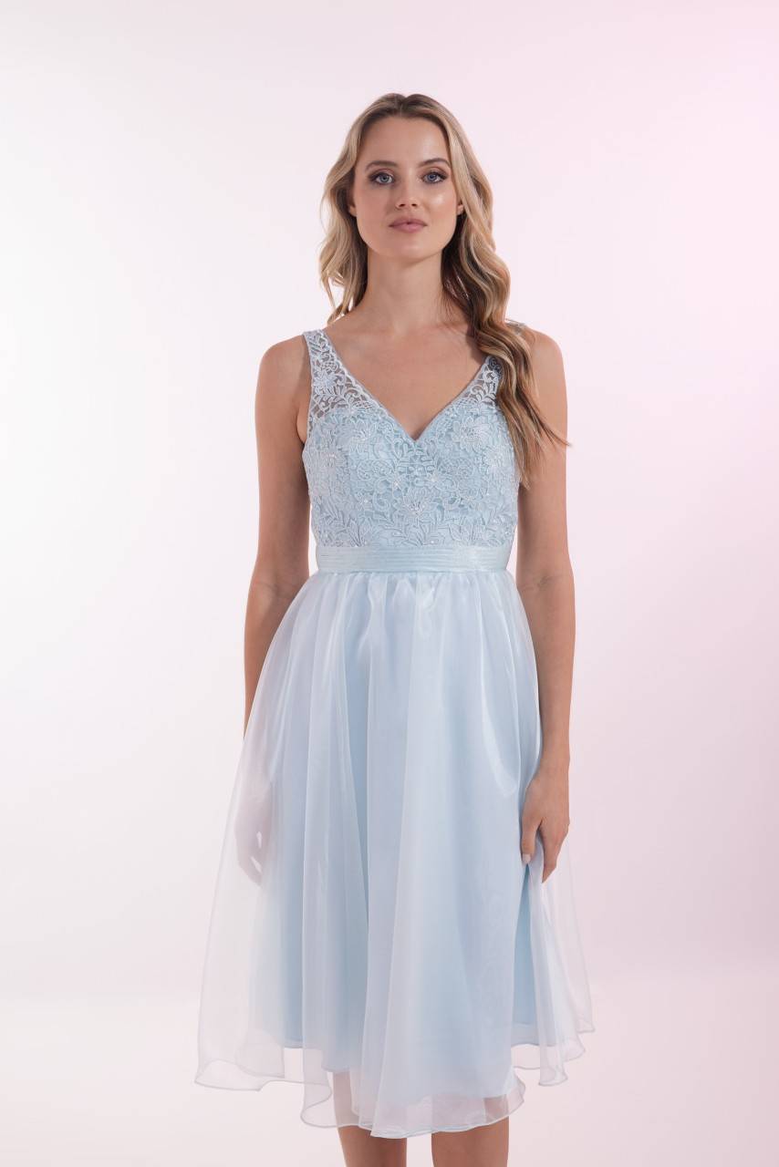 Laona SILKY SHINE DRESS Besticktes Midikleid mit V-Ausschnitt und Taillengürtel Bis zu 65% Rabatt