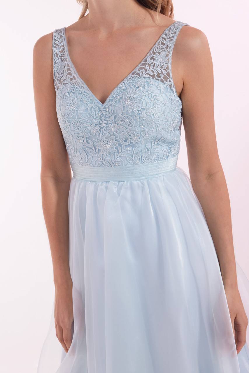 Laona SILKY SHINE DRESS Besticktes Midikleid mit V-Ausschnitt und Taillengürtel Bis zu 65% Rabatt