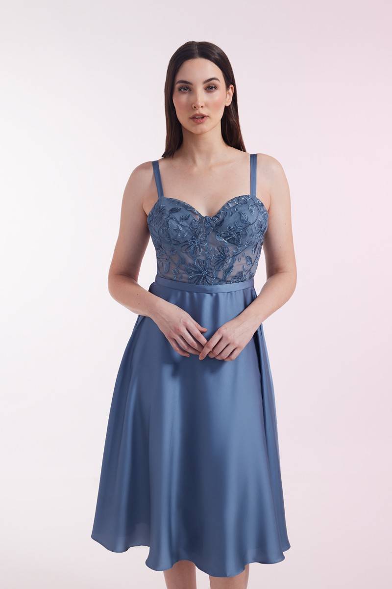 Laona PORTRAIT OF A LADY DRESS Besticktes Midikleid aus Satin 2025