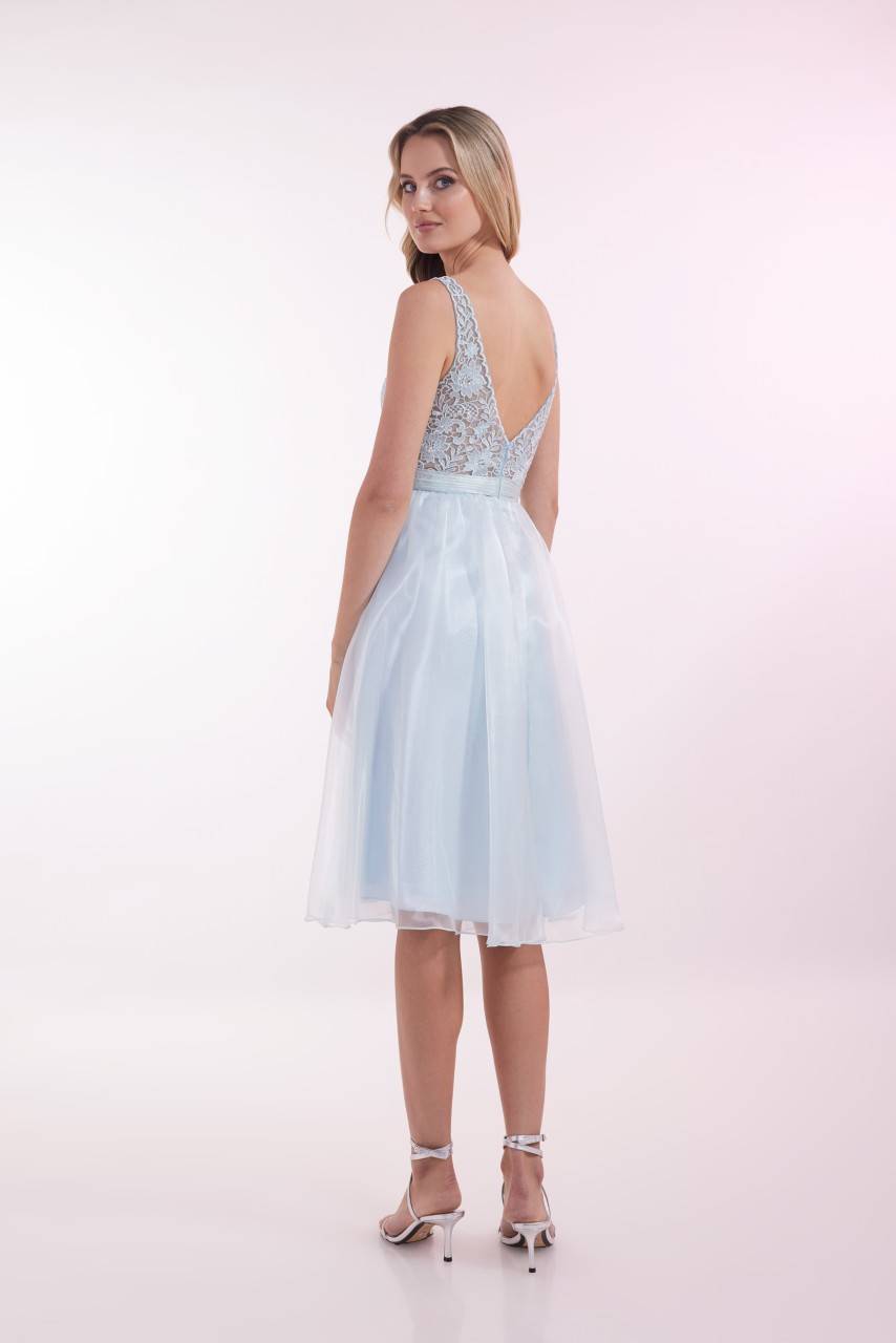 Laona SILKY SHINE DRESS Besticktes Midikleid mit V-Ausschnitt und Taillengürtel Schlussverkauf