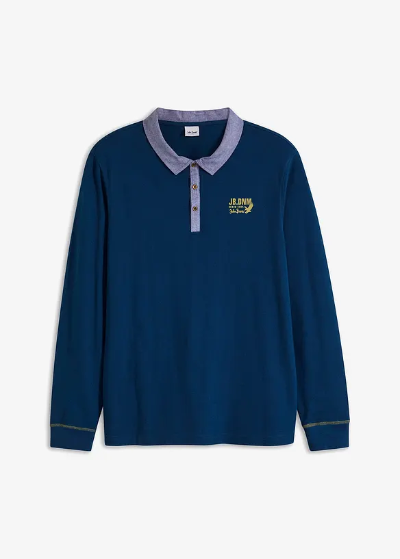 John Baner JEANSWEAR Piquè-Poloshirt aus Bio-Baumwolle, Langarm Letzter Tag