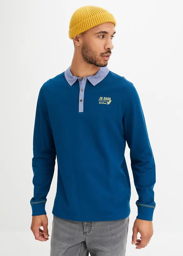 John Baner JEANSWEAR Piquè-Poloshirt aus Bio-Baumwolle, Langarm Zeitbegrenzte Promotion