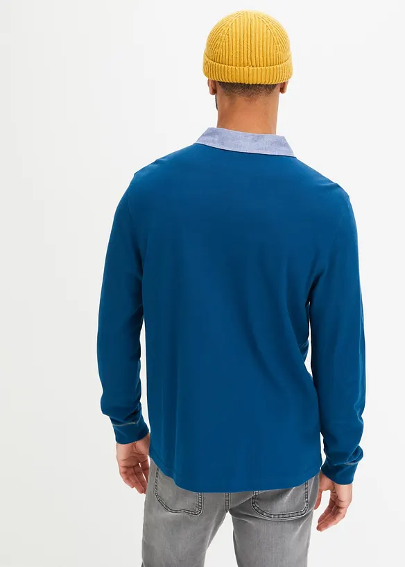 John Baner JEANSWEAR Piquè-Poloshirt aus Bio-Baumwolle, Langarm Zeitbegrenzte Promotion