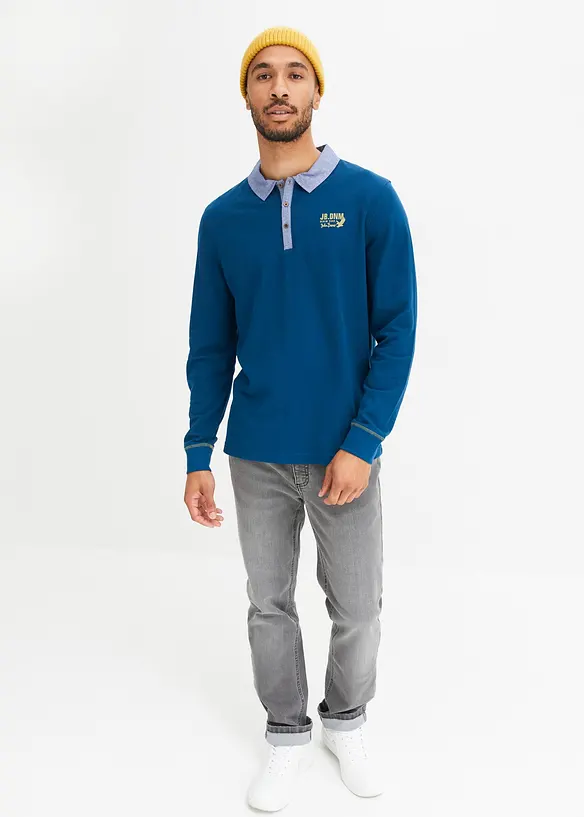 John Baner JEANSWEAR Piquè-Poloshirt aus Bio-Baumwolle, Langarm Zeitbegrenzte Promotion