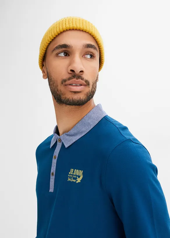 John Baner JEANSWEAR Piquè-Poloshirt aus Bio-Baumwolle, Langarm Zeitbegrenzte Promotion
