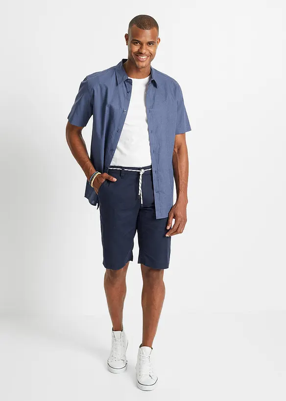 bonprix Chino-Bermuda mit Leinen und Bindeband, Regular Fit im Angebot