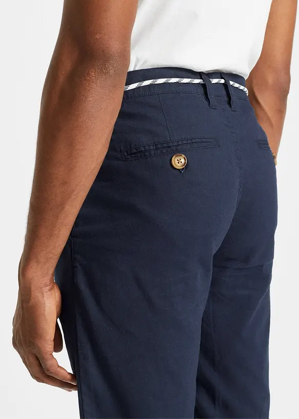 bonprix Chino-Bermuda mit Leinen und Bindeband, Regular Fit Schlussverkauf