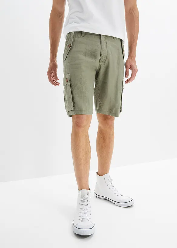 John Baner JEANSWEAR Cargo-Bermuda aus Leinen, Loose Fit Lagerräumung