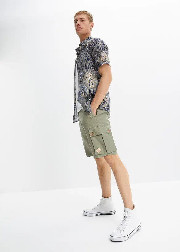 John Baner JEANSWEAR Cargo-Bermuda aus Leinen, Loose Fit Lagerräumung