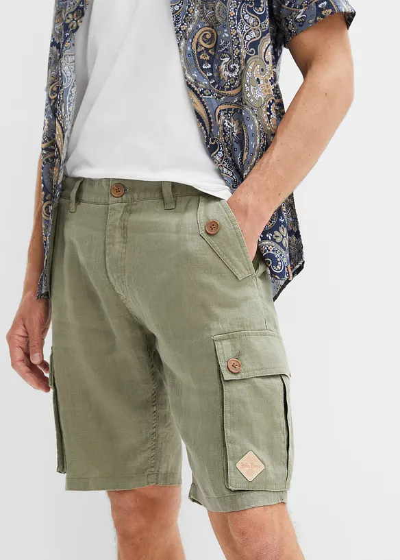 John Baner JEANSWEAR Cargo-Bermuda aus Leinen, Loose Fit Lagerräumung