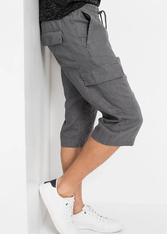 bonprix Schlupf-Cargo-Bermuda mit Leinen, Regular Fit Exklusive Angebote