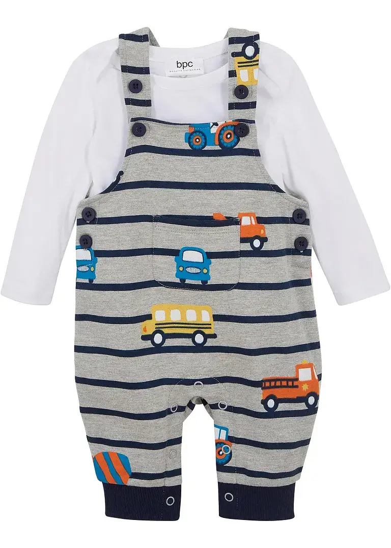 bpc bonprix collection Baby Langarmbody + Sweatlatzhose (2-tlg. Set) Sonderangebot