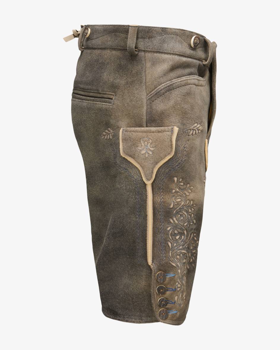 LODENFREY Wiesnlederhose kurz aus Ziegenleder Kostenloser Versand