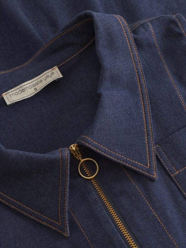 Mademoiselle YéYé Jeans Pinafore-Kleid mit Reißverschluss aus Bio-Baumwolle Riesige Ersparnisse