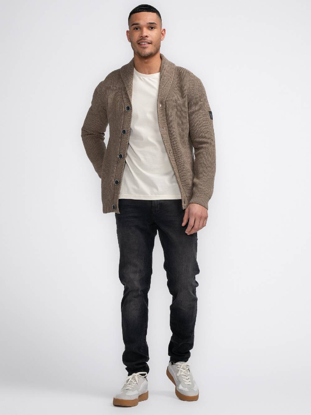 Petrol Industries M-3040-KWC282 Men Knitwear Collar Cardigan (7140 Oak) Jubiläumsangebot
