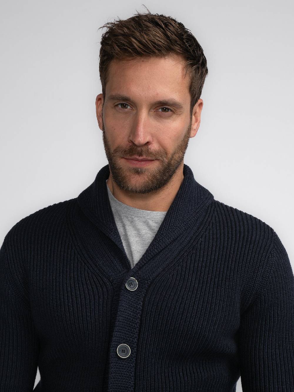 Petrol Industries M-3040-KWC282 Men Knitwear Collar Cardigan (5120 Sky Captain) Lagerräumung