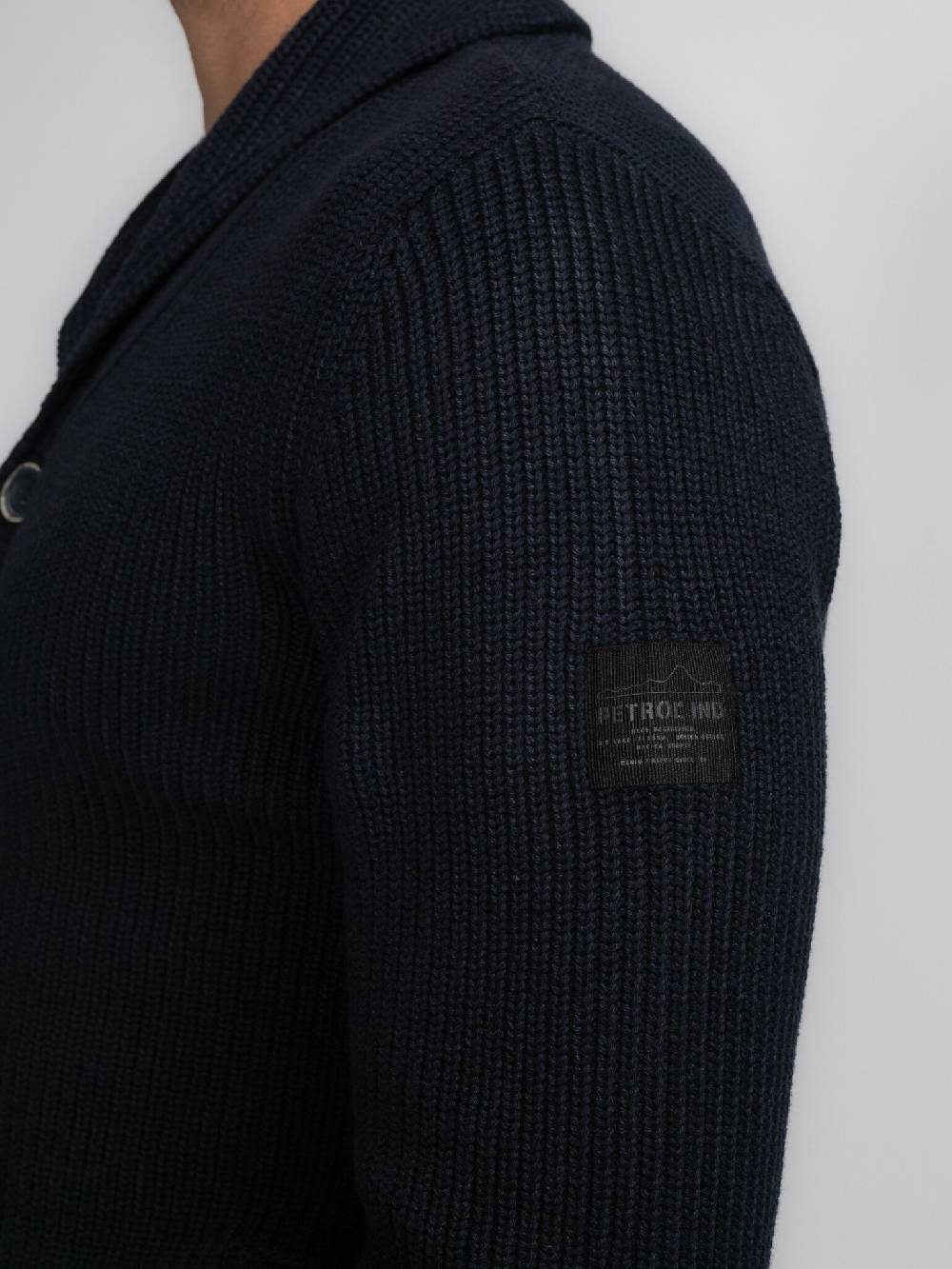 Petrol Industries M-3040-KWC282 Men Knitwear Collar Cardigan (5120 Sky Captain) Lagerräumung