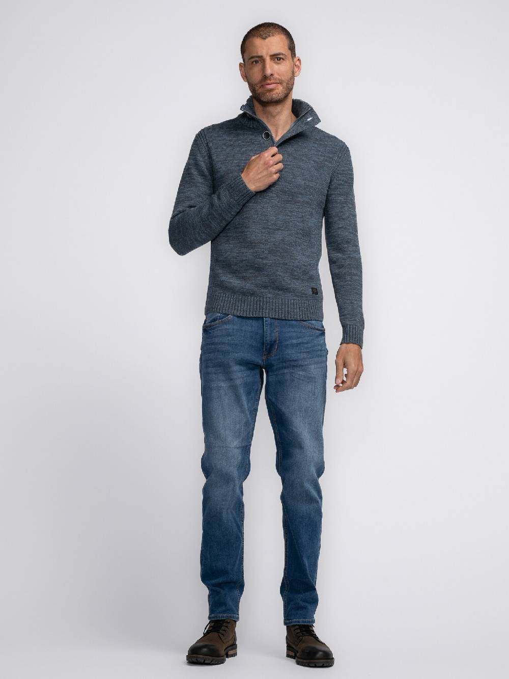 Petrol Industries M-3040-KWC206 Men Knitwear Collar (5183 Light Shadow) Top Angebot
