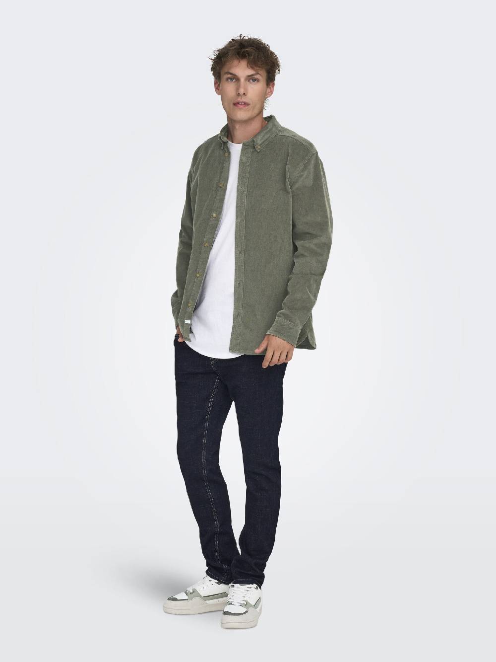 Only & Sons ONSMICHAEL 18W REG CORD STRETCH LS (Castor Gray) Kauf eins, bekomm eins gratis