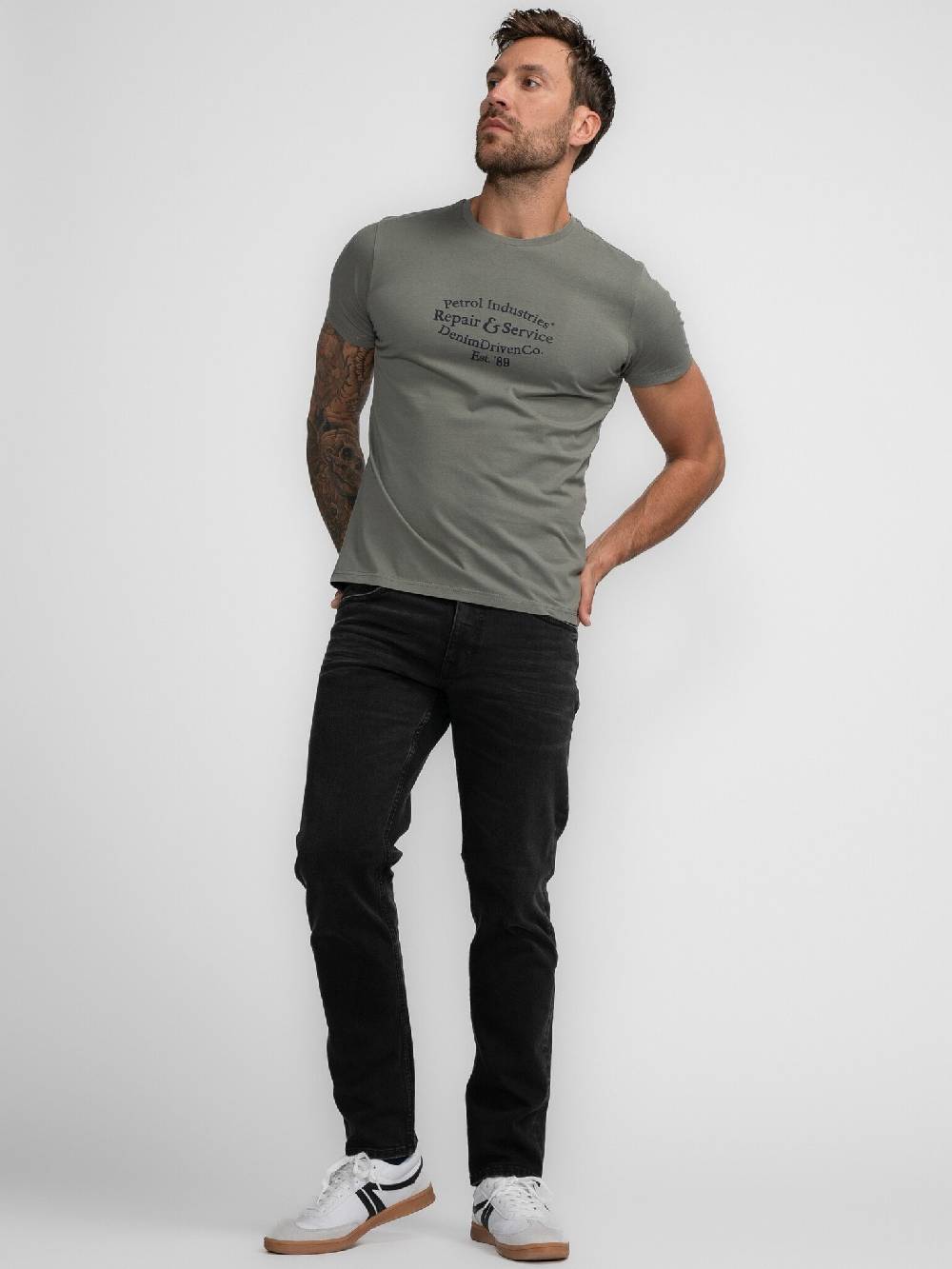 Petrol M-3040-TSR661Men T-Shirt SS Classic Print (6165 Dark Sage) Sonderangebote