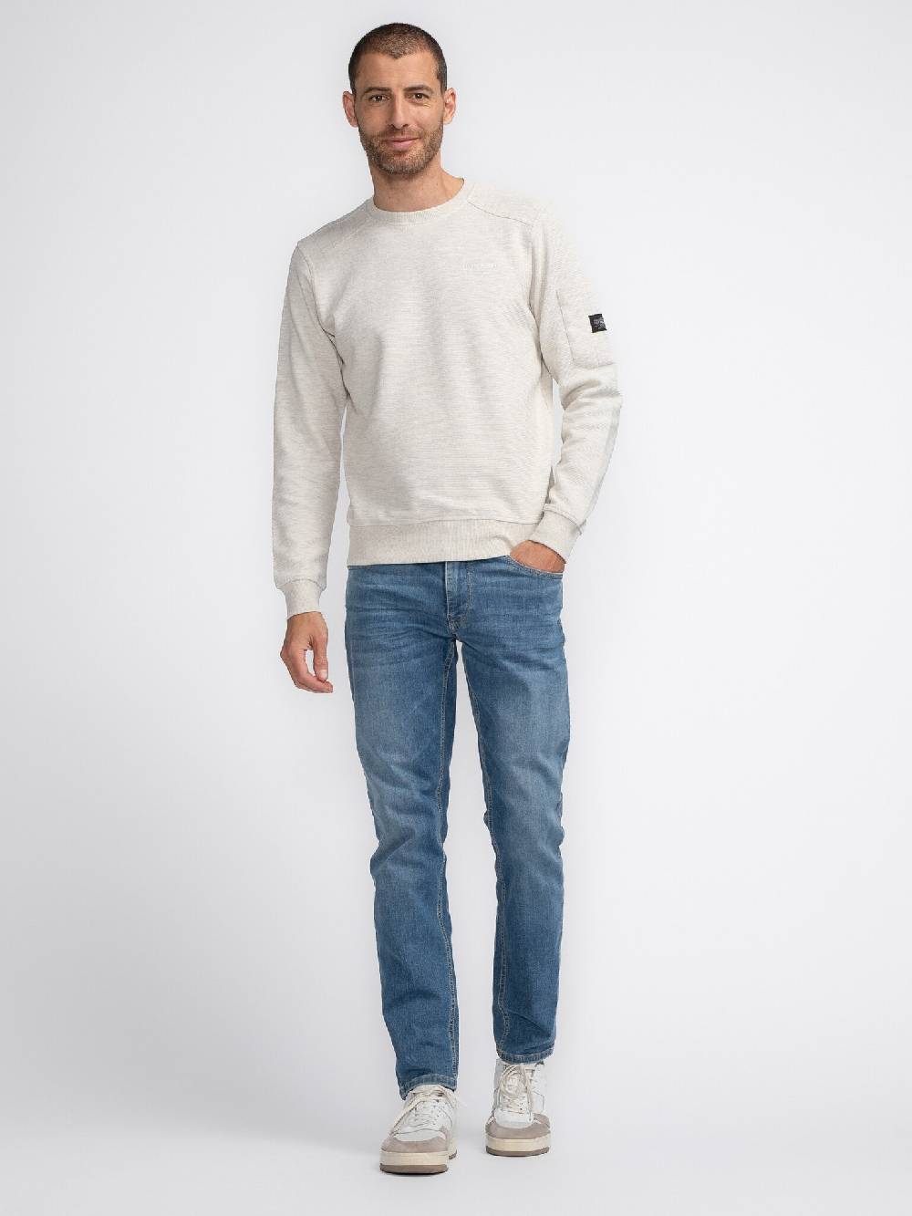 Petrol M-3040-SWR304 Men Sweater Round Neck (0009 Antique White Melee) 2025