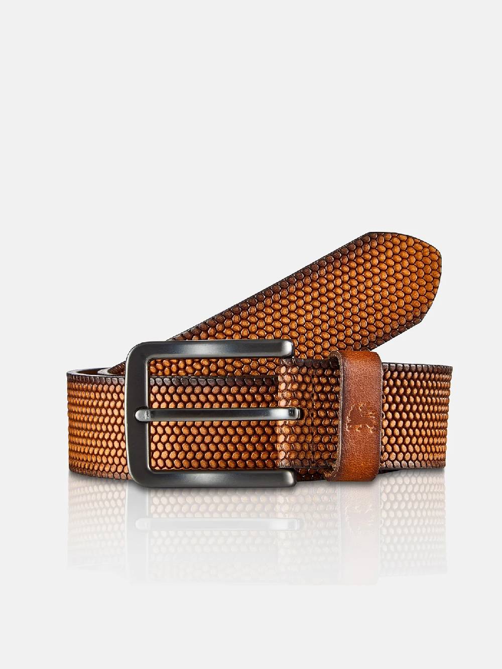 Lerros 5003009 RIEM *LEWIS* VAN BUFFELLEER MET RELIËF (740 COGNAC) im Angebot