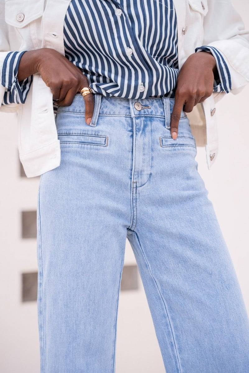 ORAIJE JEANS WIDE LEG BLEACH FRONT POCKET Sonderangebote
