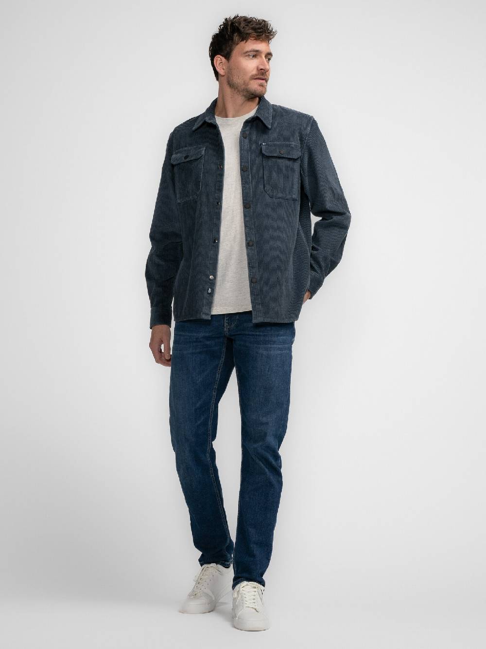 Petrol M-3040-SIL427 MEN SHIRT LONG SLEEVE UNI 5185 Midnight Blue 2025