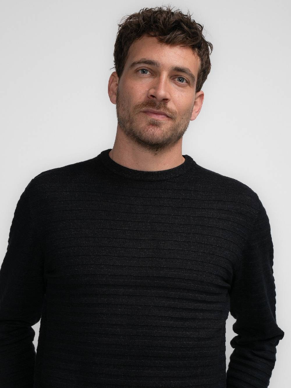 Petrol M-3040-KWR269 Men Knitwear Round Neck Basic (9091 Dark Black) Angebote
