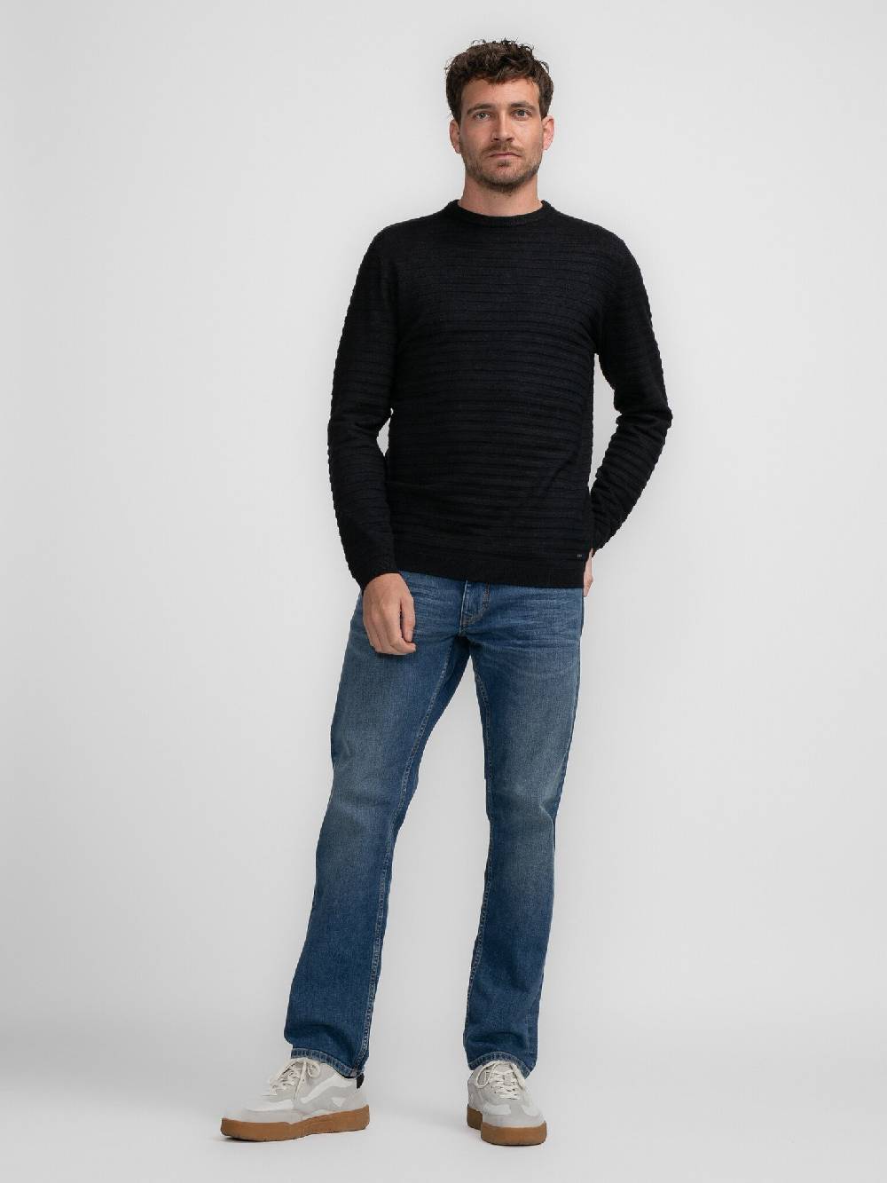 Petrol M-3040-KWR269 Men Knitwear Round Neck Basic (9091 Dark Black) Angebote