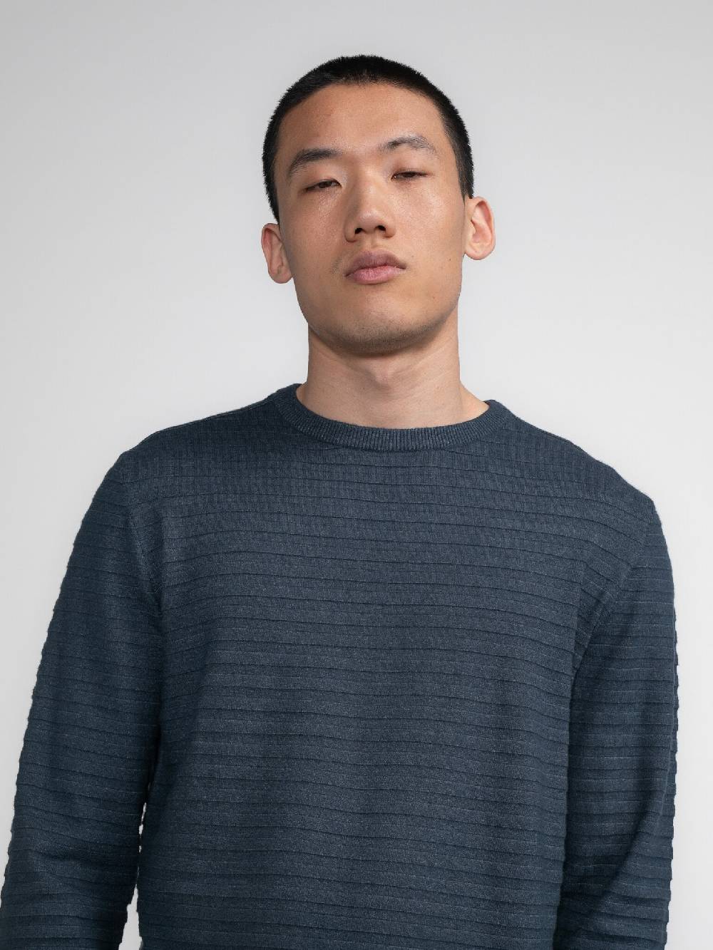 Petrol M-3040-KWR269 Men Knitwear Round Neck Basic (5185 Midnight blue) Schlussverkauf