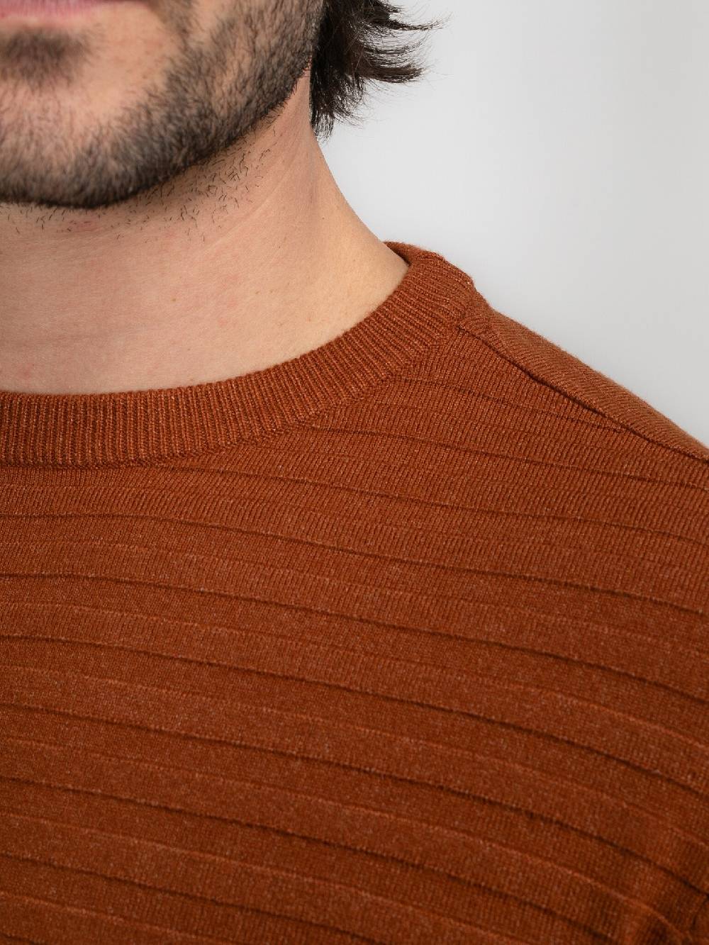 Petrol M-3040-KWR269 Men Knitwear Round Neck Basic (2123 Dark Caramel) Günstiger Verkauf