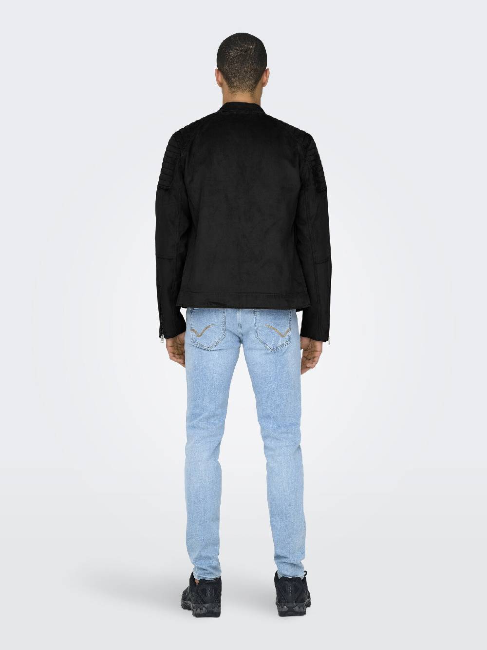 Only & Sons ONSGUS FAUX SUEDE RACER JACKET (Black) Zeitlich begrenztes Angebot