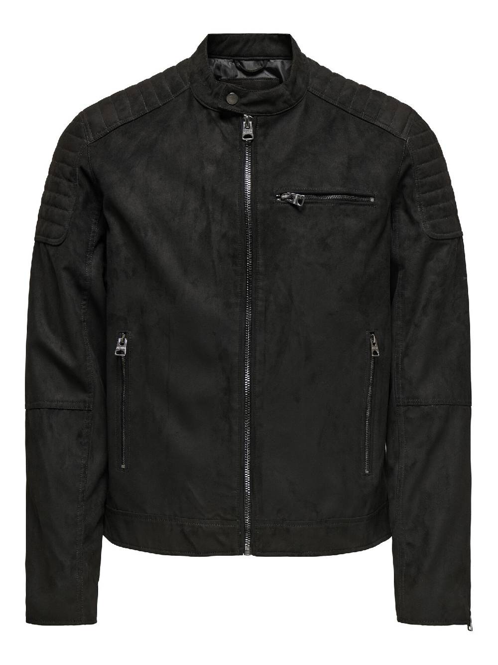 Only & Sons ONSGUS FAUX SUEDE RACER JACKET (Black) Zeitlich begrenztes Angebot