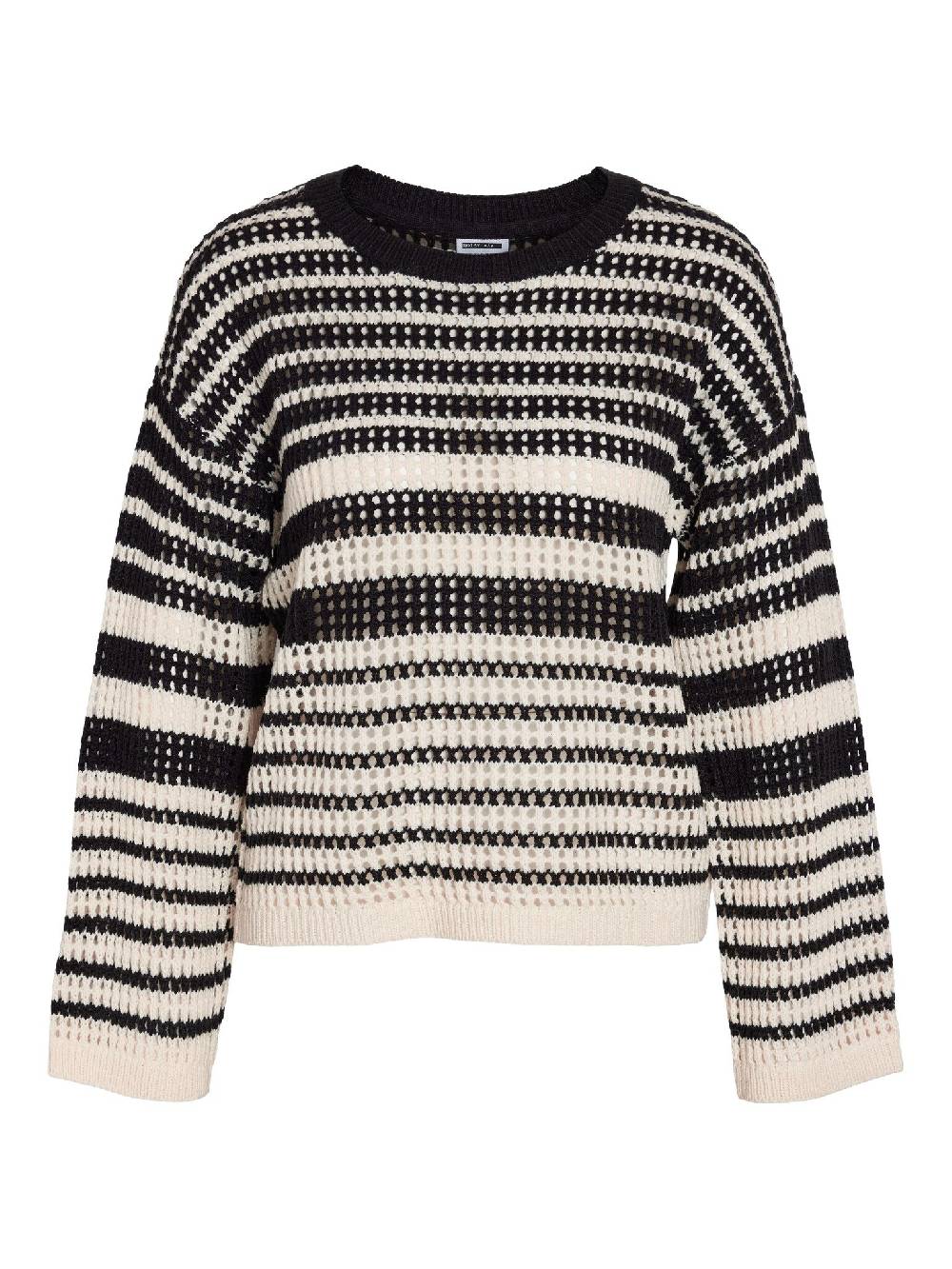 NOISY MAY NMJOLA L/S O-NECK KNT DD EGGNOG/BLACK Kostenloser Versand international