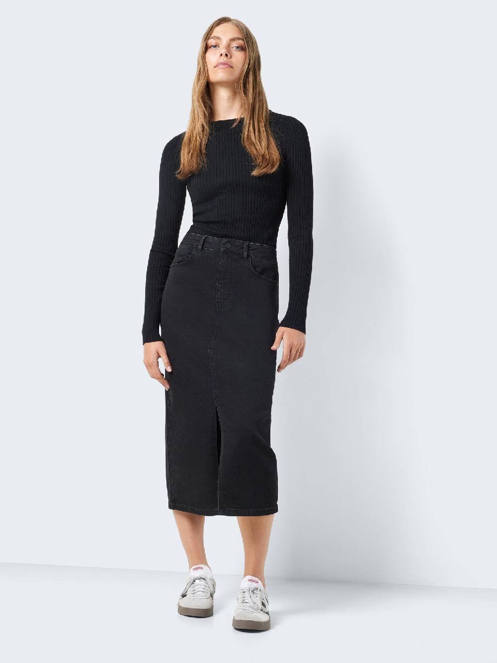 NOISY MAY KATH NW Long Skirt (Black Denim) Verkauf