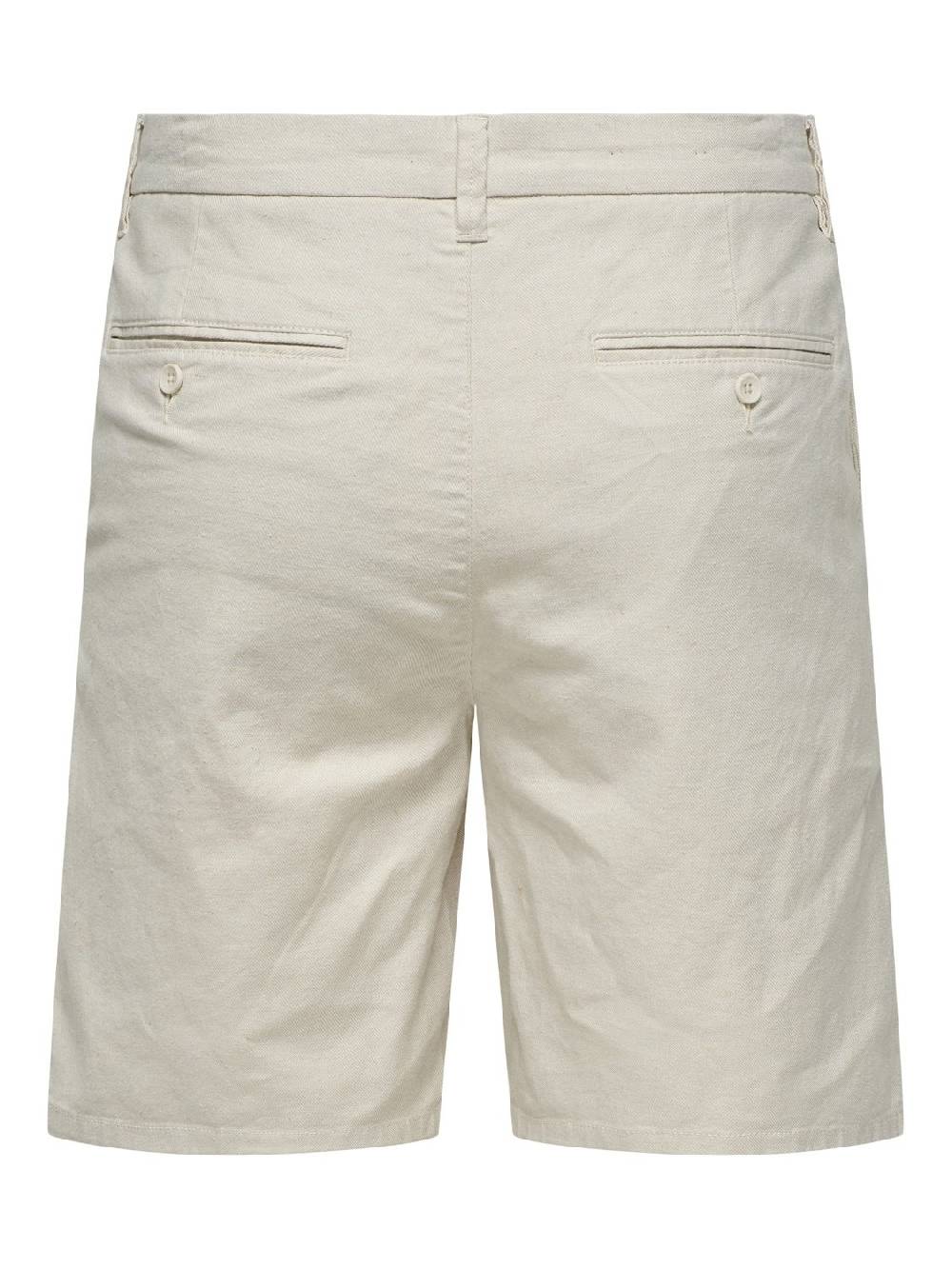 Only & Sons ONSMARK 0011 COTTON LINEN SHORTS NOOS SILVER LINING Flash Sale