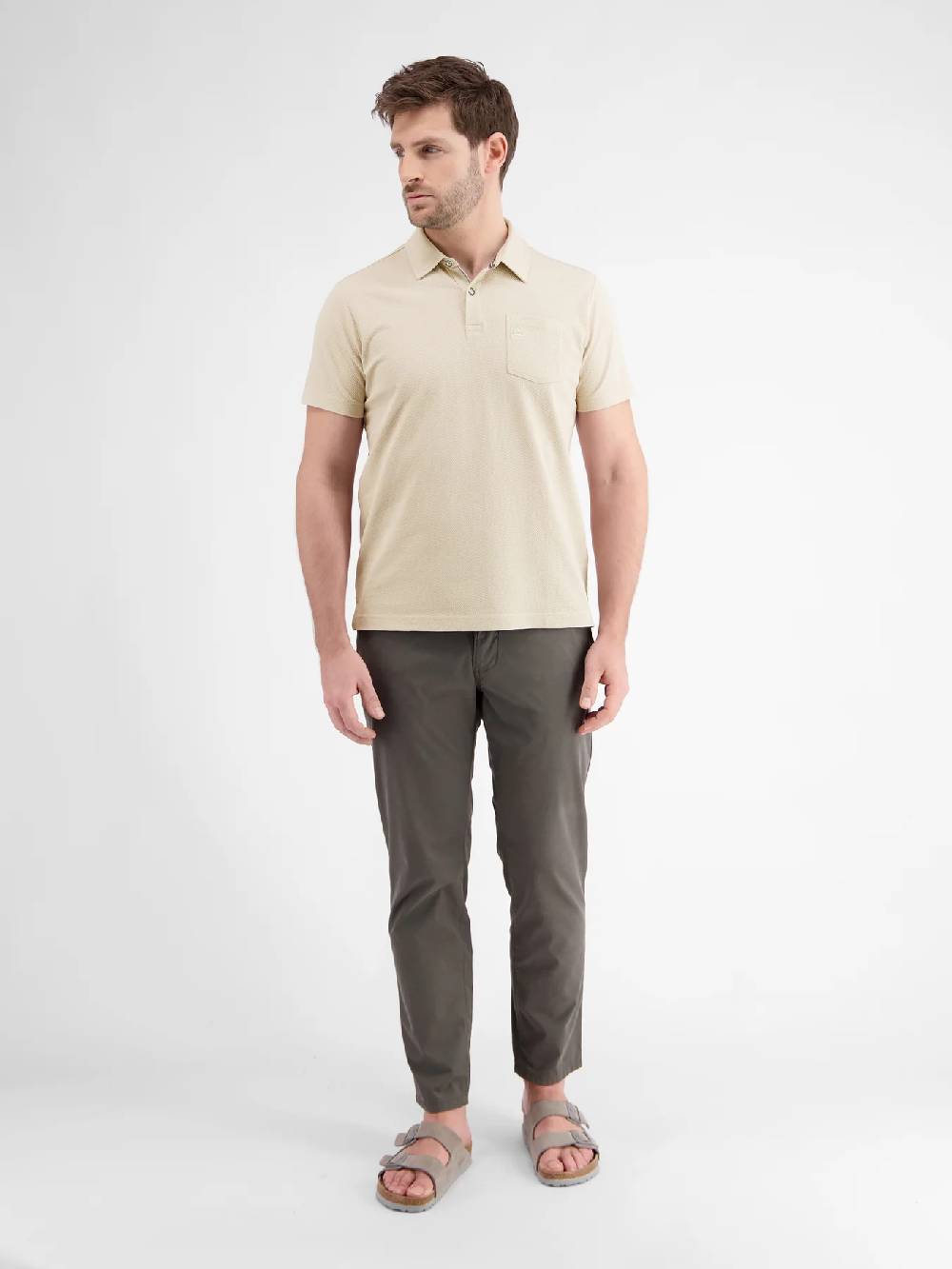 Lerros 2443204 POLOSHIRT IN SPORTIEVE WAFELPIQUÉKWALITEIT (705 LIGHT DUNE BEIGE) Vierteljährliche Förderung