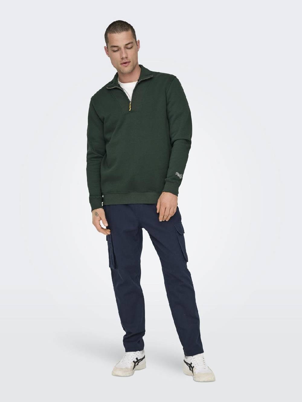 Only & Sons ONSRILEY REG 1/4 ZIP HIGH NECK SWT VD DARKEST SPRUCE zollfrei