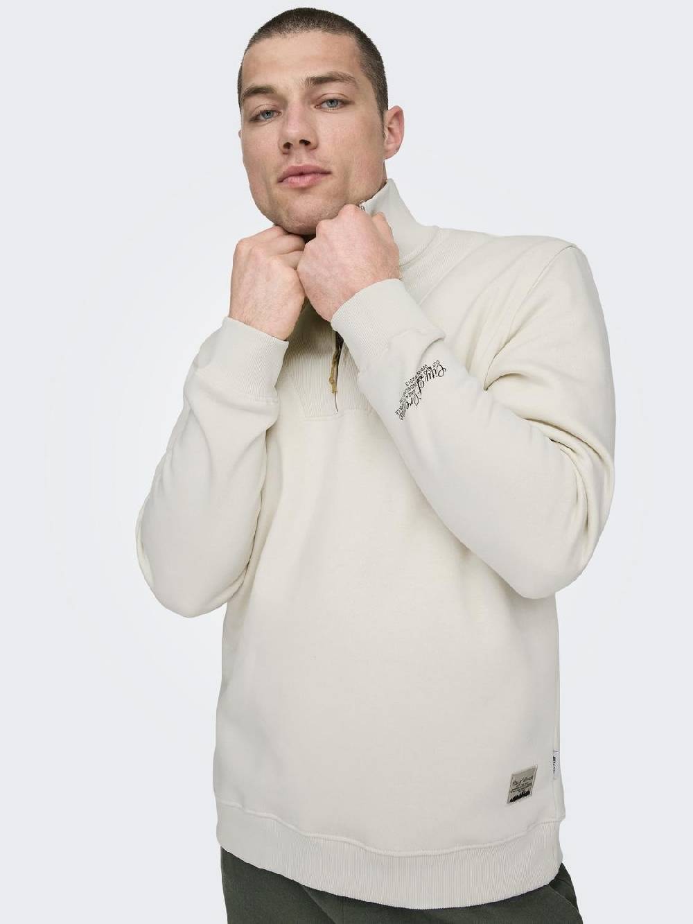 Only & Sons ONSRILEY REG 1/4 ZIP HIGH NECK SWT VD ANTIQUE WHITE 50% Rabatt für begrenzte Zeit