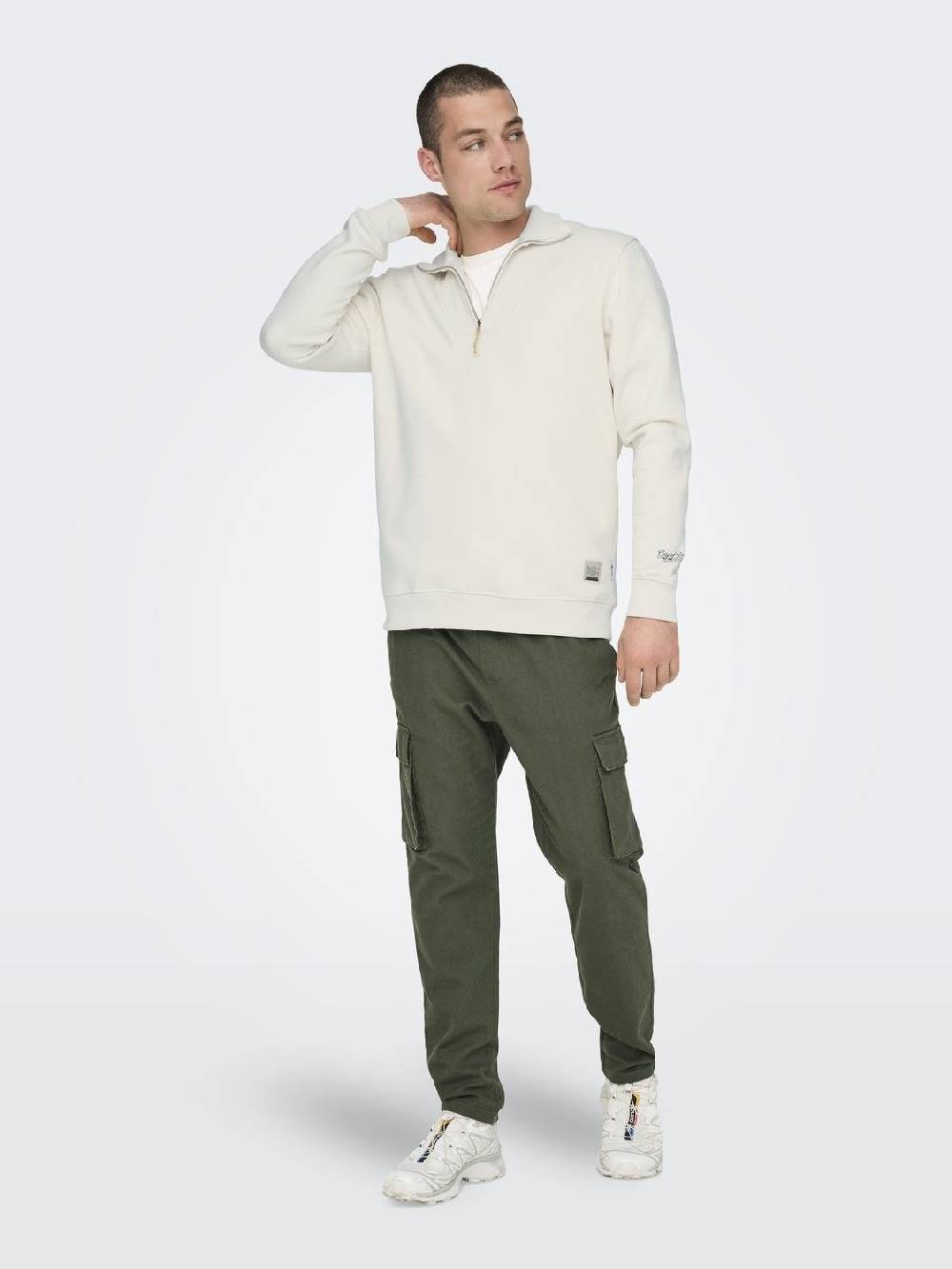 Only & Sons ONSRILEY REG 1/4 ZIP HIGH NECK SWT VD ANTIQUE WHITE 50% Rabatt für begrenzte Zeit