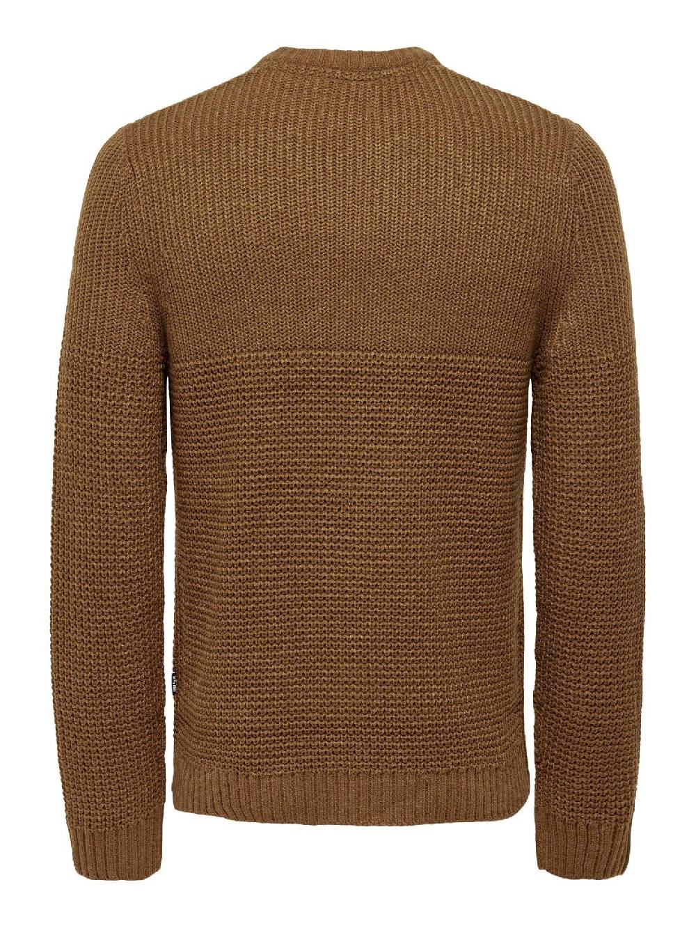 Only & Sons Onsadam 5 Struc Crew Knit (223024 Monks Robe) Super Rabatt