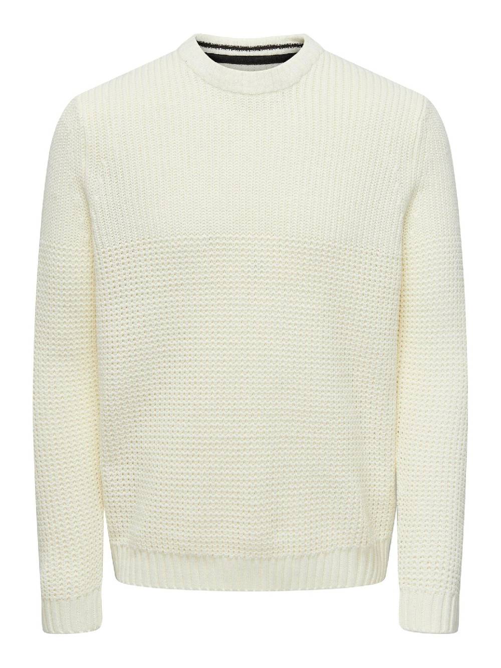 Only & Sons Onsadam 5 Struc Crew Knit (189699 Star White) Riesige Rabatte
