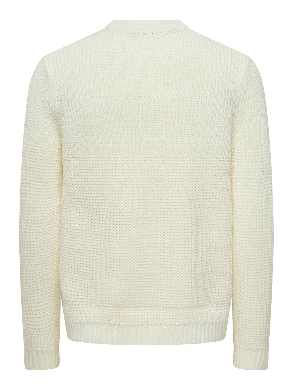 Only & Sons Onsadam 5 Struc Crew Knit (189699 Star White) Riesige Rabatte