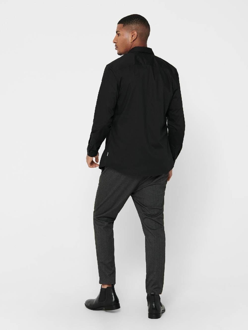 Only & Sons Onssane LS Solid Poplin Shirt (187679 Black) 50% Rabatt mit kostenlosem Versand