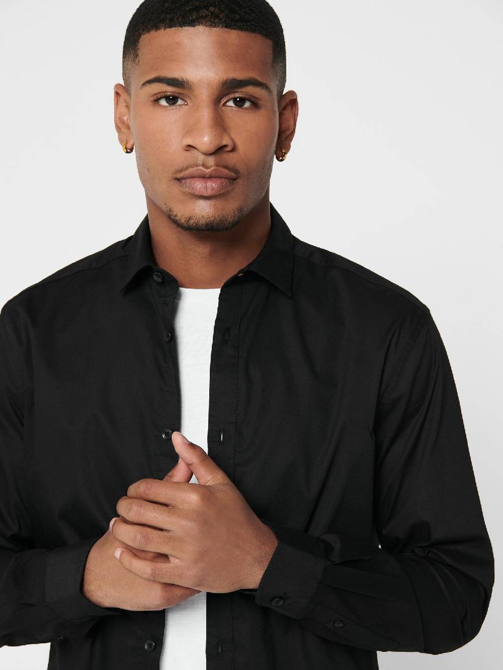 Only & Sons Onssane LS Solid Poplin Shirt (187679 Black) 50% Rabatt mit kostenlosem Versand