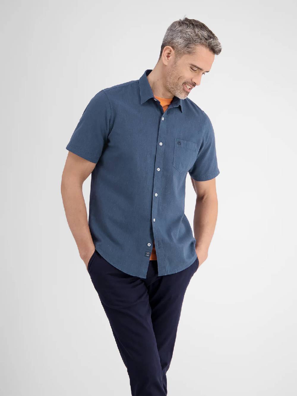 Lerros 2442010 CASUAL KATOENEN LINNEN OVERHEMD (485 CLASSIC NAVY) Flash Sale